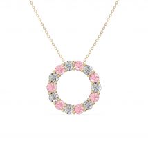 Wisiorek Koło Akcentowany z Diamentami 1.12 ct i Różowym Turmalinem 585 Żółte Złoto