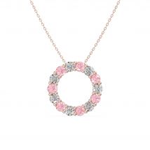 Wisiorek Koło Akcentowany z Diamentami 1.12 ct i Różowym Turmalinem 585 Różowe Złoto