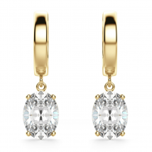 Kolczyki Wiszące Solitaire z Laboratoryjnym Owalnym Diamentem 2.00 Karata 585 Żółte Złoto (14K)