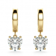 Kolczyki Wiszące Solitaire z Laboratoryjnym Sercowym Diamentem 2.00 Karata 585 Żółte Złoto (14K)