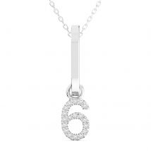 Wisiorek Numer "6" Laboratoryjny Diament 585 Białe Złoto (14K)