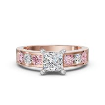 Diamond Diva Pierścionek Zaręczynowy Księżniczka 2.50 ct - Rose - Diament Naturalny 750 Różowe Złoto