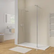 Doccia walk-in 150cm + anta 30cm vetro 8mm trasparente profili cromo | Keros