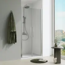 Porta doccia 80cm apertura saloon con profili cromati e vetro da 6mm trasparente h195 | Elba