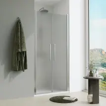 Porta doccia 80cm apertura saloon con profili cromati e vetro da 6mm opaco h195 | Elba