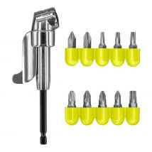 RYOBI - Kit 10 embouts et 1 renvoi d'angle