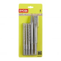 RYOBI - Kit 3 forets SDS+ et 2 burins SDS+