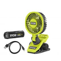 RYOBI - Ventilateur à pince 4V USB Lithium - Batterie 1x2.0 Ah