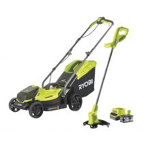 RYOBI - Pack PROMO tondeuse 33cm et coupe-bordure 25cm 18V ONE+ - Batterie 1x4.0 Ah