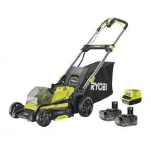 RYOBI - Tondeuse poussée Brushless 18V ONE+ - 40 cm - Batterie 2x4.0 Ah