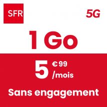 Forfait Mobile SFR - 2h 1 Go 5G - Sans Engagement - Appels, SMS/MMS illimités