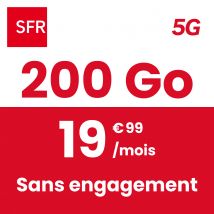 Forfait Mobile SFR - 200 Go 5G - Sans Engagement - Appels, SMS/MMS illimités