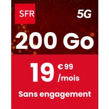 Forfait Mobile SFR - 200 Go 5G - Sans Engagement - Appels, SMS/MMS illimités