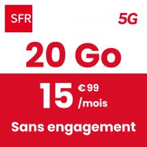 Forfait Mobile SFR - 20 Go 5G - Sans Engagement - Appels, SMS/MMS illimités