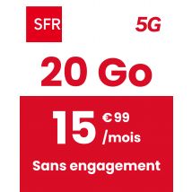 Forfait Mobile SFR - 20 Go 5G - Sans Engagement - Appels, SMS/MMS illimités