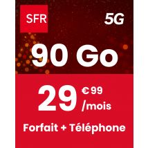 Forfait Mobile SFR - 90 Go 5G - Appels, SMS/MMS illimités