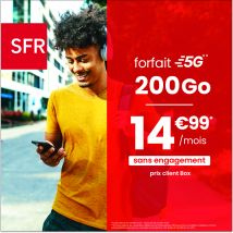 Forfait Mobile SFR - 200 Go 5G - Sans Engagement - Appels, SMS/MMS illimités