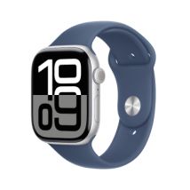 Apple Watch Series 10 GPS 46mm Aluminium Argent avec Bracelet Sport Denim (M/L)