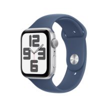 Apple Watch SE GPS 44mm Aluminium Argent avec Bracelet Sport Denim (M/L)