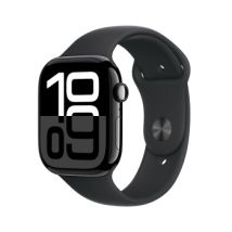 Apple Watch Series 10 GPS 46mm Aluminium Noir de jais avec Bracelet Sport Noir (S/M)