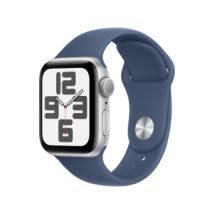 Apple Watch SE GPS 40mm Aluminium Argent avec Bracelet Sport Denim (S/M)