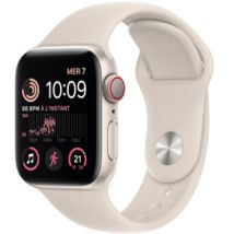 Apple Watch SE 4G 40 mm Aluminium Lumière Stellaire avec Bracelet Sport Lumière Stellaire