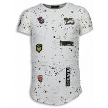 Justing Paint drops army shirt long fit t-shirt black dotted