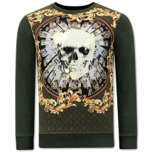 Montfleuri Sweater met print skull strass