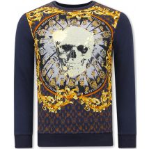 Montfleuri Sweater met print skull strass