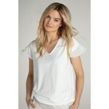 JANSEN AMSTERDAM Monica boxy top met plisse details off white