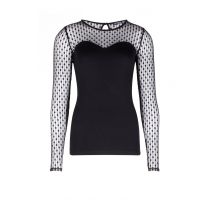 JANSEN AMSTERDAM Aby w20 top met hartvormige belijning en mesh black