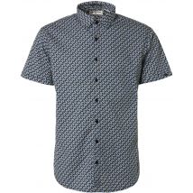 No Excess Shirt short sleeve allover printed washed blue