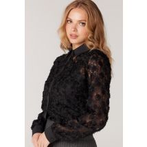 JANSEN AMSTERDAM 3dl102 3dlace top with long sleeves black