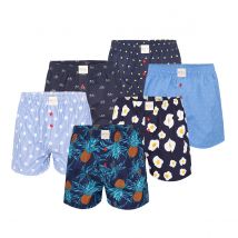 Phil & Co Geweven wijde boxershorts heren 6-pack multipack met print