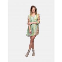 Mucho Gusto Jurk san leo groene paisley met luipaardprint