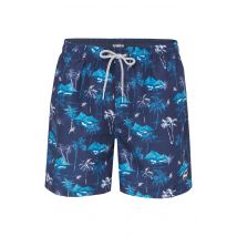 Happy Shorts Heren zwemshort tropisch eiland print donker