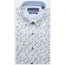 Bos Bright Blue R.b. boston casual hemd korte mouw regular fit 416670/721