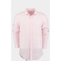 Bos Bright Blue Casual hemd lange mouw 100% linnen mod118r1/20 rosa