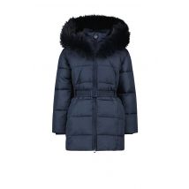 Le Chic Meisjes winterjas met capuchon en fur kraag bodette navy