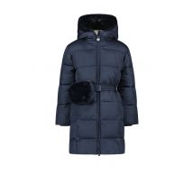 Le Chic Meisjes winterjas met riem en furry tas birdo navy