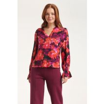 Smashed Lemon 24651 top met rode en paarse bloemenprint