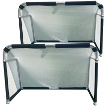 Hillman 5ft x 3ft Aluminium Folding Football Goal - 2 Pack