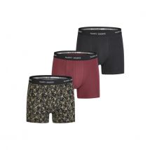 Happy Shorts Heren boxershorts trunks 3-pack zwart/bordeaux rood - maat L