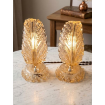 Paire de lampes de table en verre de Murano rose (années 60), Vetri Murano