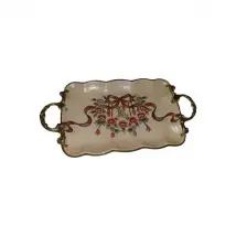 Plateau vintage en céramique et bronze, Royal Family