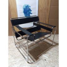 Fauteuil Wassily B3 en cuir noir de Marcel Breuer, Knoll
