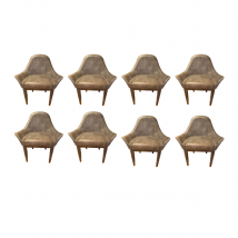 Ensemble de 8 chaises Manta Low en cuir (gris), Smania