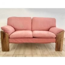 Canapé 2 places en bois de noyer et tissu par Mario Marenco (années 70), Mobil Girgi