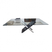 Table rectangulaire en verre et marbre de Carrare (années 90), Cattelan Italia