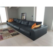 Canapé modulable et personnalisable en cuir noir, Valentini